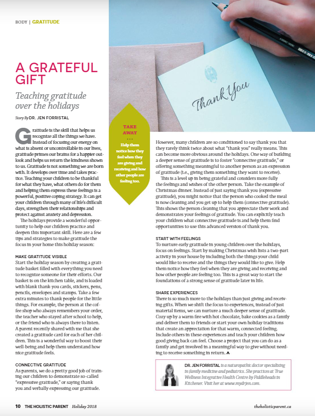 A Grateful Gift – Grab your copy of The Holistic Parent Today!